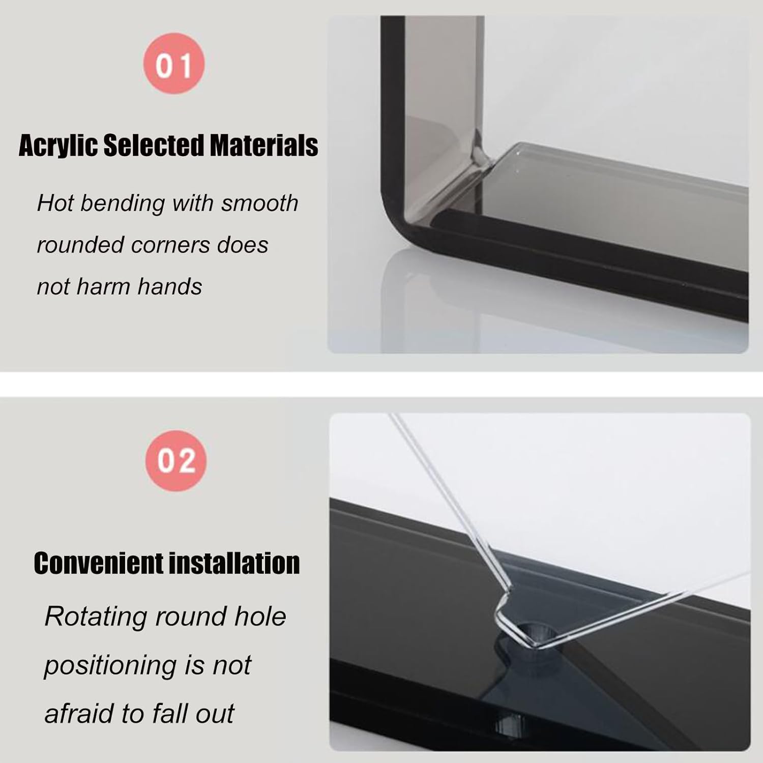 アクリル写真フレーム、スタンド付きクリアピクチャーフレーム、クリアアクリルデスクピクチャーフレーム、360&deg;回転フォトフレームホルダ