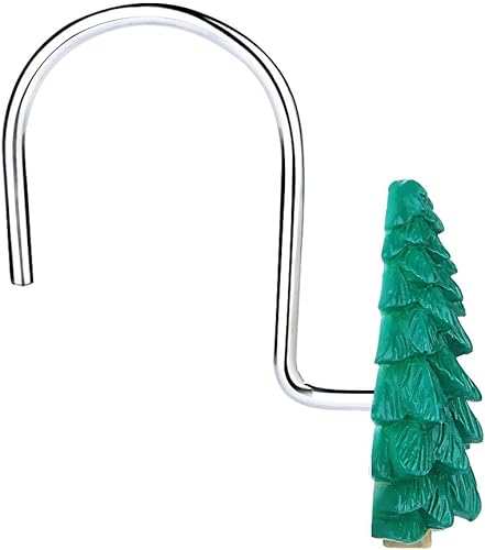 Miniatura 9 de FITNATE 12 ganchos antioxidantes para cortina de ducha de Papá Noel y trineo para invierno, Acción de Gracias, Navidad, ganchos decorativos de