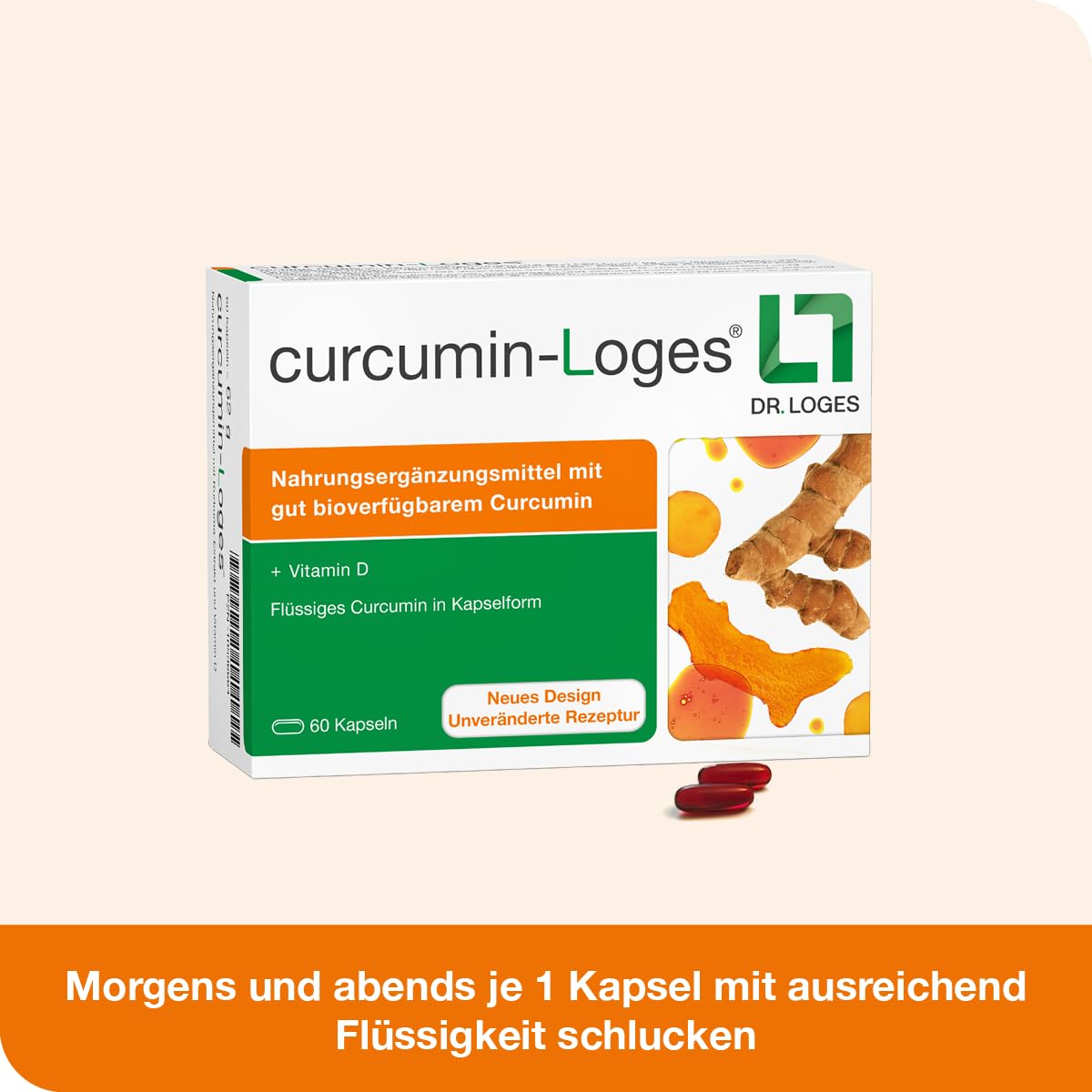 curcumin-Loges® - 120 Kapseln - Nahrungsergänzungsmittel mit hoch bioverfügbarem Curcumin und Vitamin D