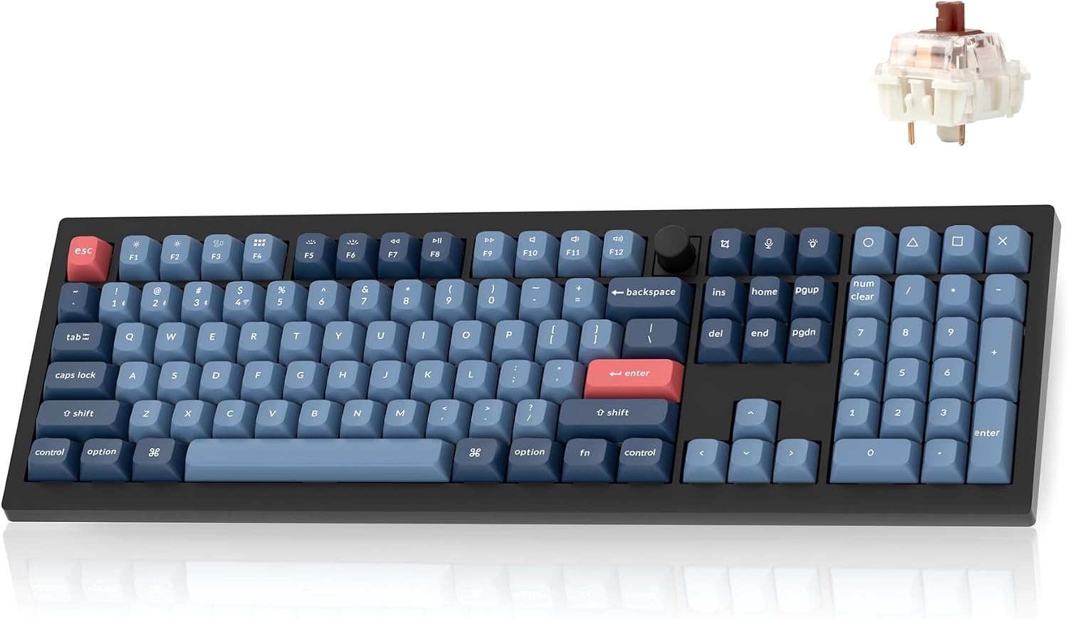 V6 Max Wireless QMK Mechanical Keyboard 2.4 GHz & Bluetooth | Full-Size Layout Custom with Hot-swappable Gateron Brown Switch RGB Backlight Compatible with Mac Windows Linux - Black