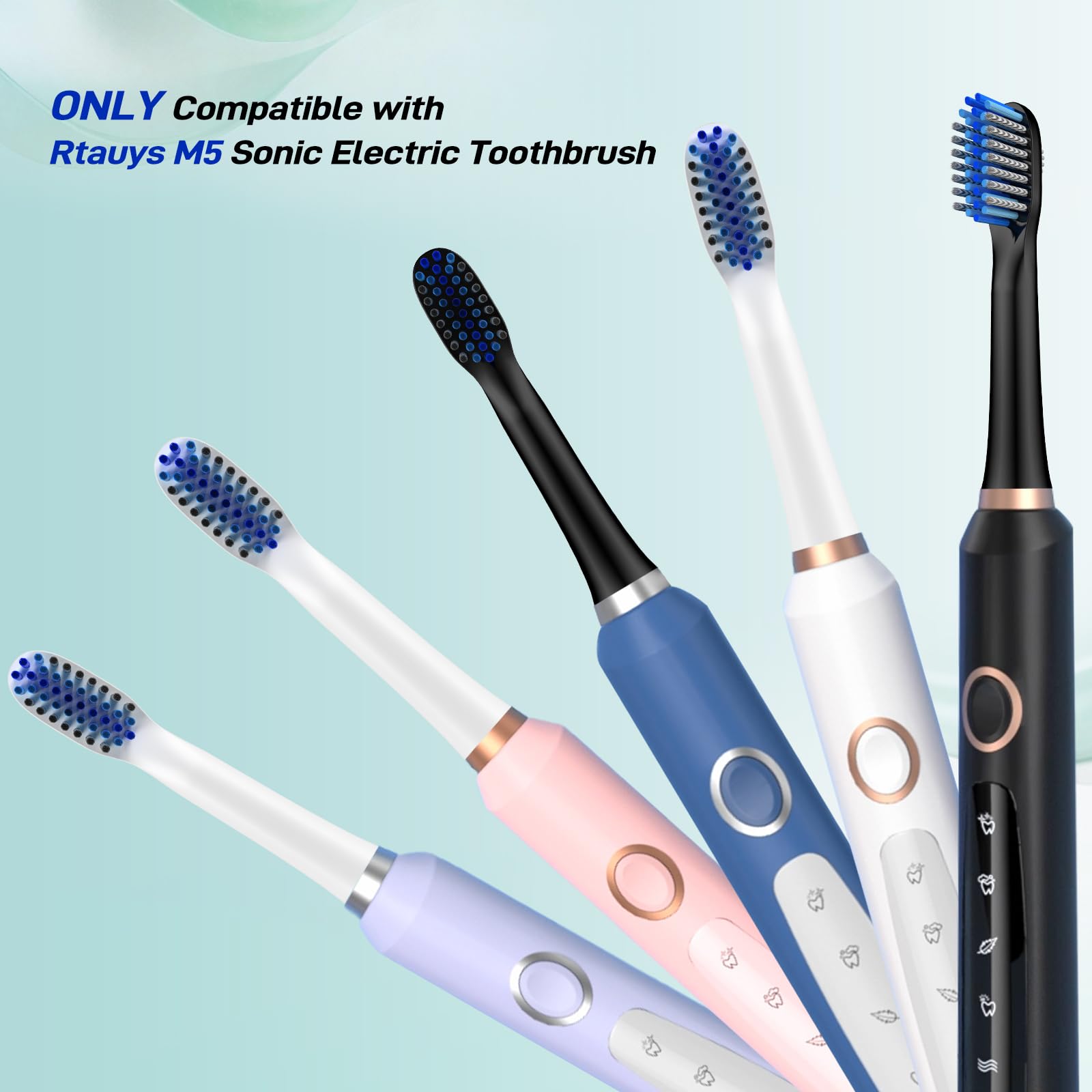 Cabezales de repuesto para cepillo de dientes eléctrico Rtauys M5 Sonic, 10 unidades, color negro