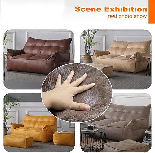 Miniatura 7 de Puf para silla, puf, funda de sofá (sin relleno), funda de sofá de doble asiento de piel de gamuza sintética, puf, sofá seccional, sobre para