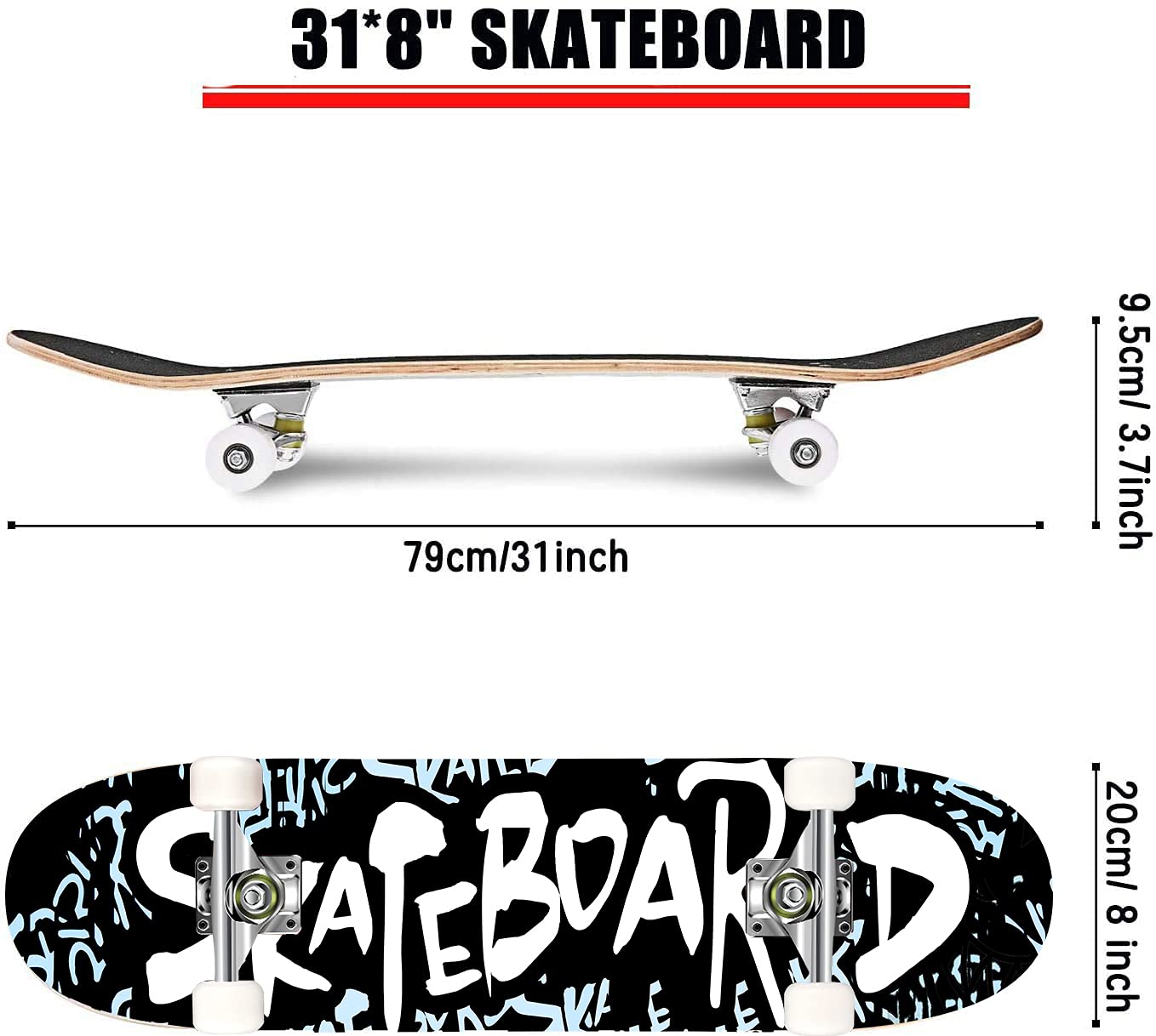 WeSkate Unisex Kids Teens Adults 3108-1 Skateboard