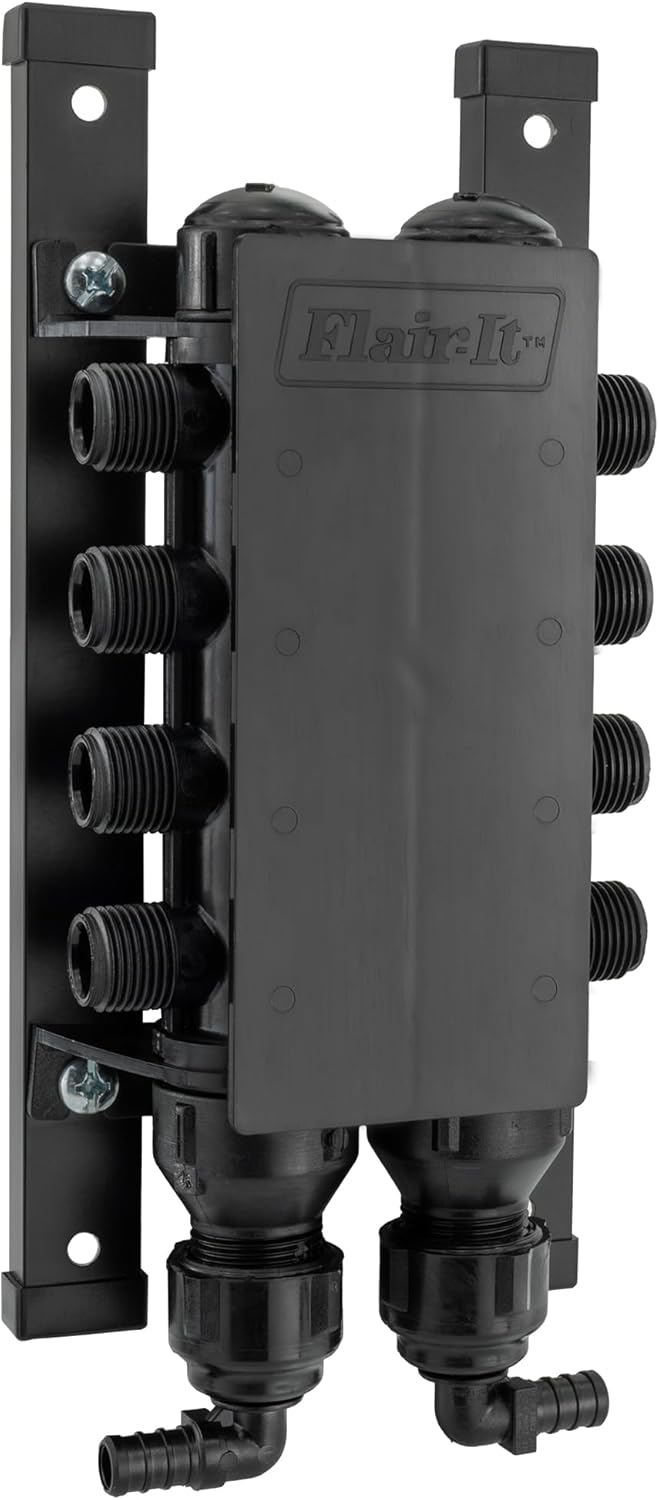 RecPro RV Water Manifold | 3/4 Inch MNPT Inlet x 1/2 Inch Valve Outlets | Pex Piping (Manifold Only)