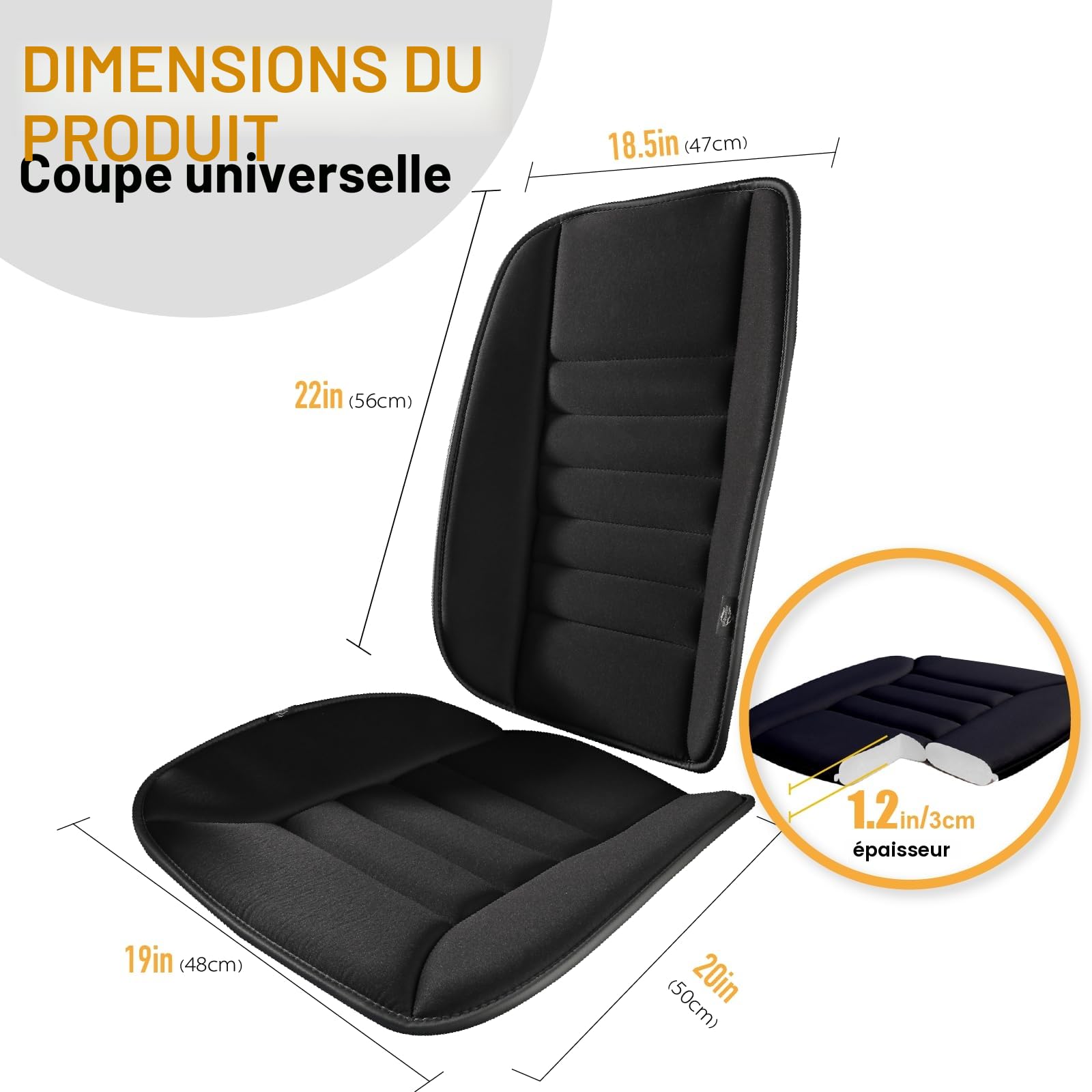 kingphenix Coussin de siège de voiture avec oreiller de soutien dorsal : Design en mousse à mémoire de forme pour un confort amélioré et un soulagement de la douleur, idéal pour les conducteurs et