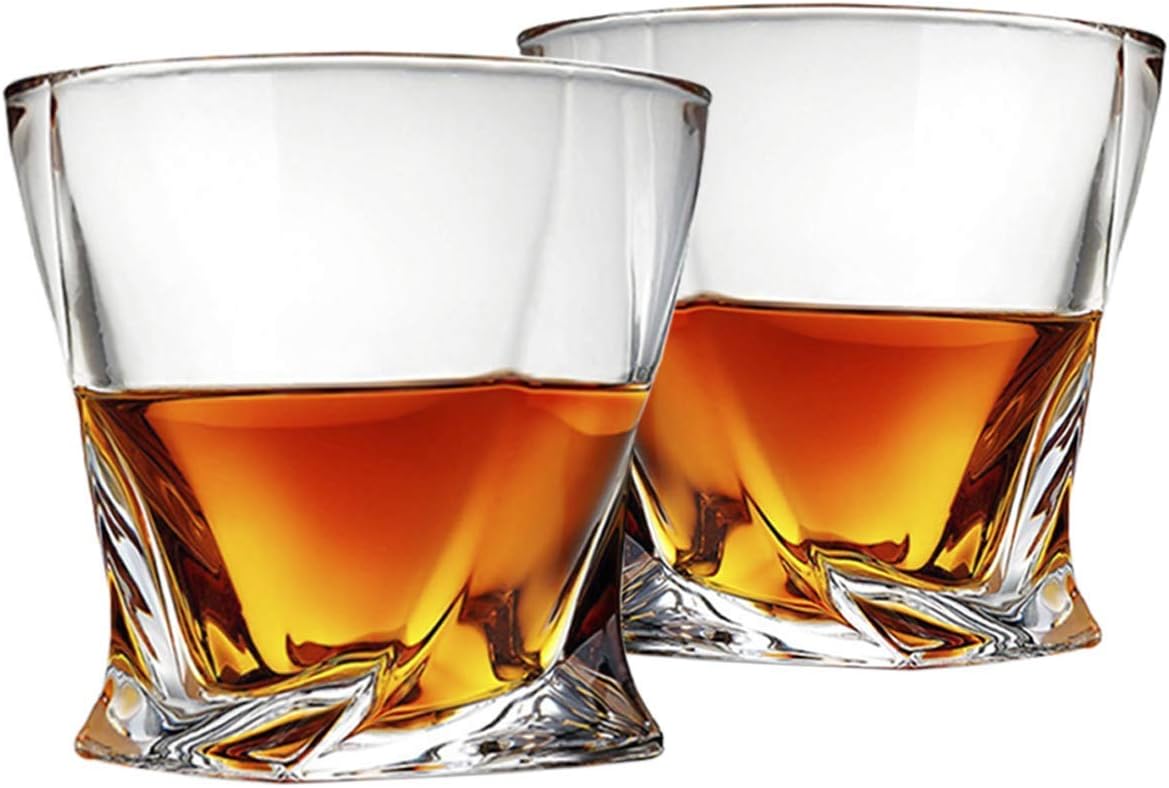 Cooko Twist Whiskey Glasses,Ultra-Clarity Glass Set,Dishwasher Safe,Wine Gifts,Set of 2 (300ML/10.6 oz)