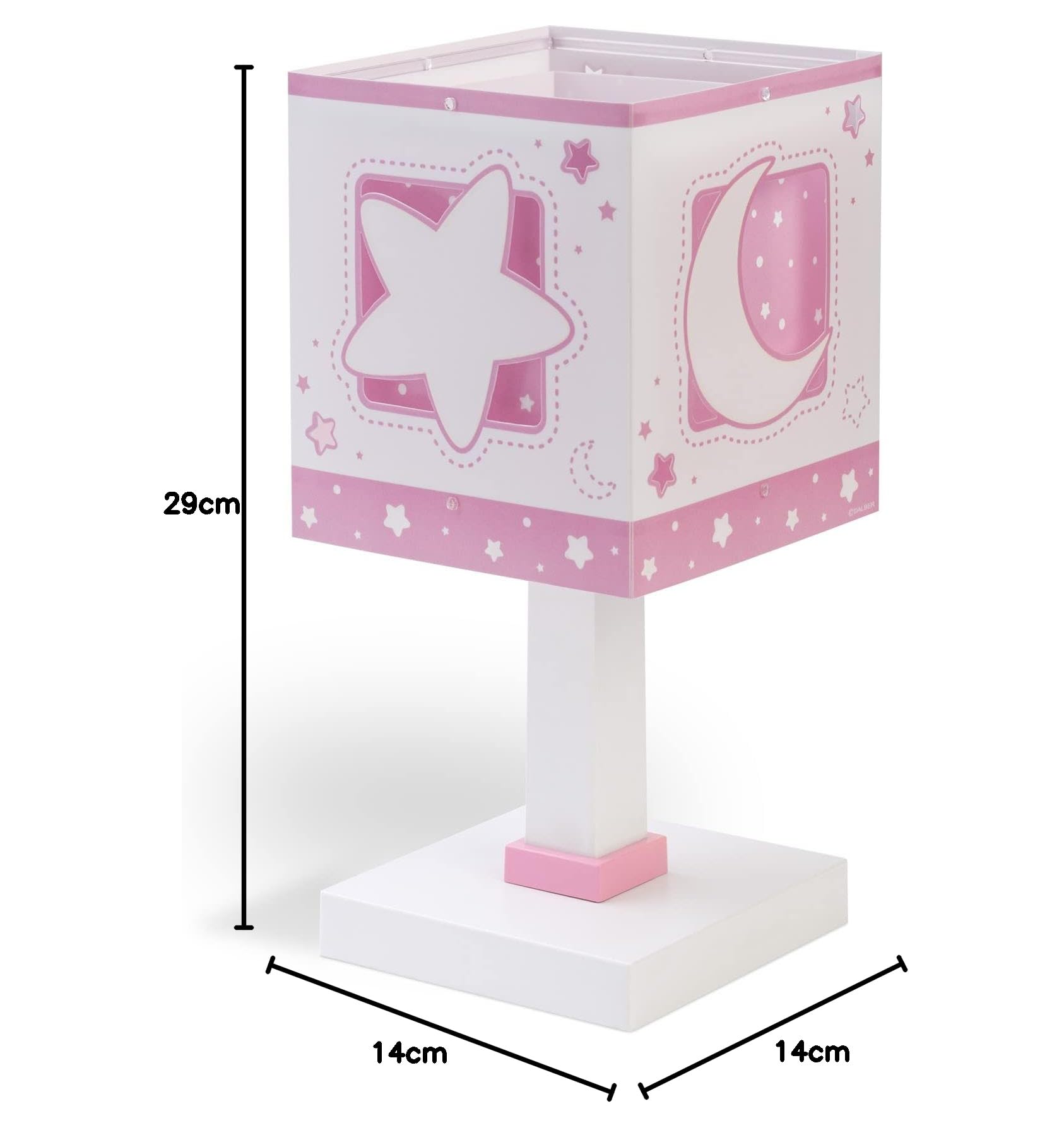Dalber Lámparas Mesita Infantil Luna y Estrellas Moon Light Rosa, 40 W