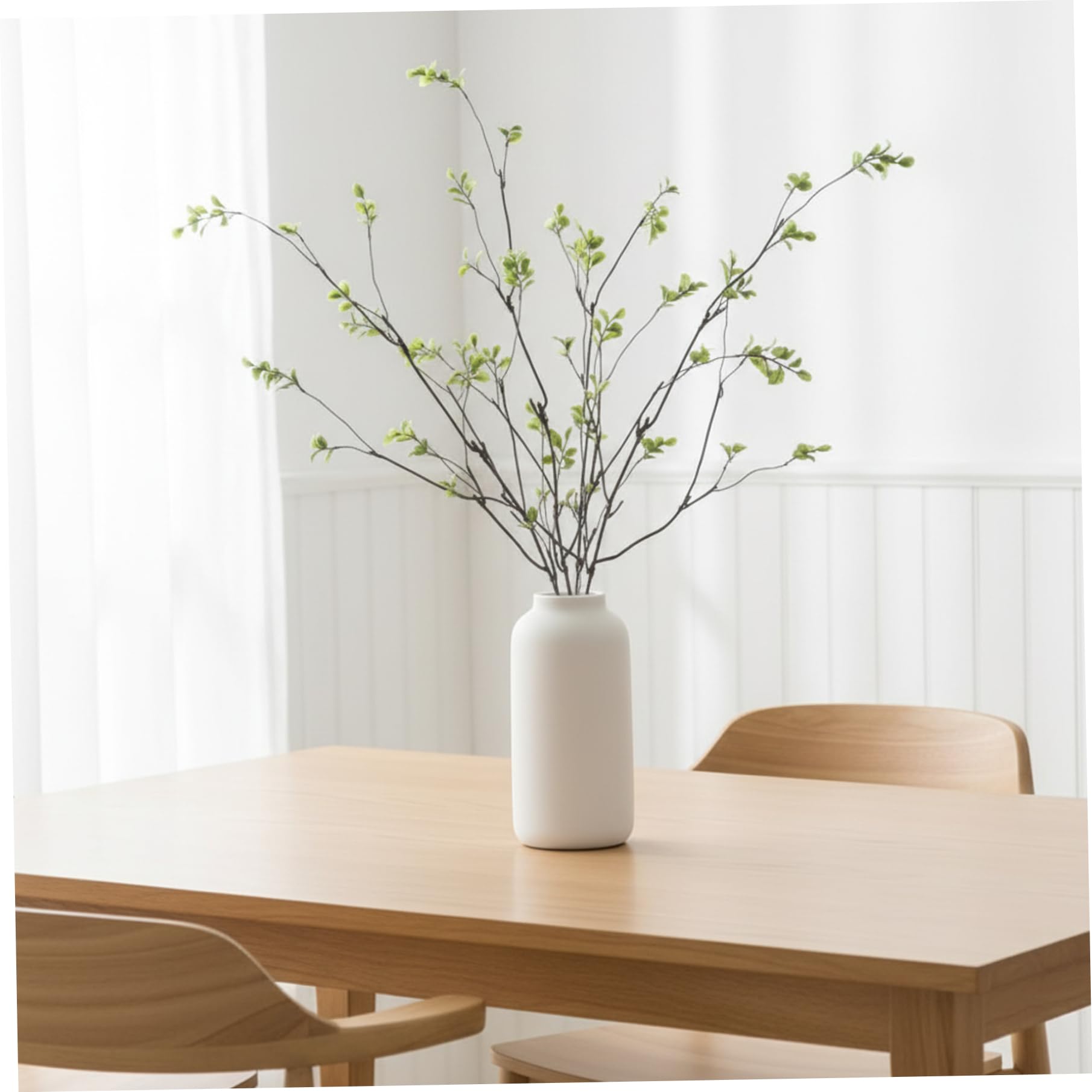 Comebachome Green 5Pcs Stems For Vase, Realistic Touch Faux Ery Stems, Bendable Ficus Branches For Home Office Wedding Table Centerpiece Decor, Décor Intérieur Pour La Maison