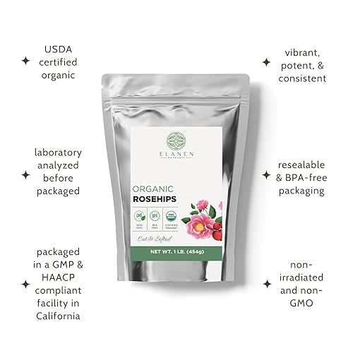 Miniatura 4 de Rosa mosqueta orgánica, 1 libra (16 onzas), té orgánico de rosa mosqueta certificado por USDA, secado orgánico, té de rosa mosqueta orgánica, corte