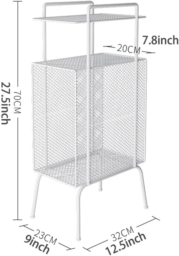 JATIBOSH Bedside Wrought Iron Bedside Table Simple Ultra-Narrow Shelf Nightstand Storage End Table for Living Room Bedroom Home Storage Table (Color:Ivory White)