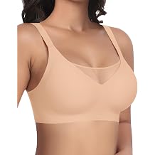 Womens Seamless Bra Without Underwire with Fashionable Mesh Smooth Soft Comfortable Bra Padded Bustier Non-Wired Soft Bra Seamless Bralette T-Shirt