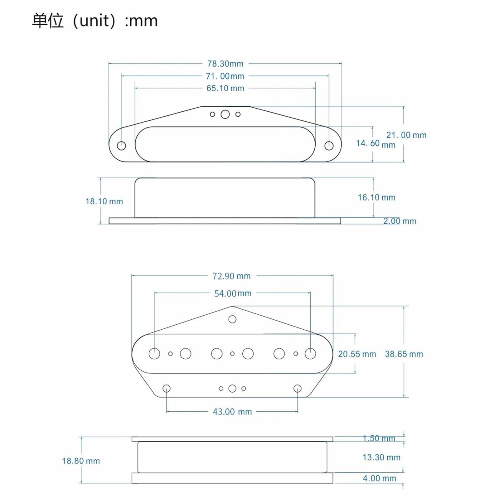 E-Gitarre Pickups Set Set Alnico 5 E-Gitarre Single Coil Pickups Hals + Steg Pickups TL Gitarrenteile Chrom/Golden (Color : 3/4)