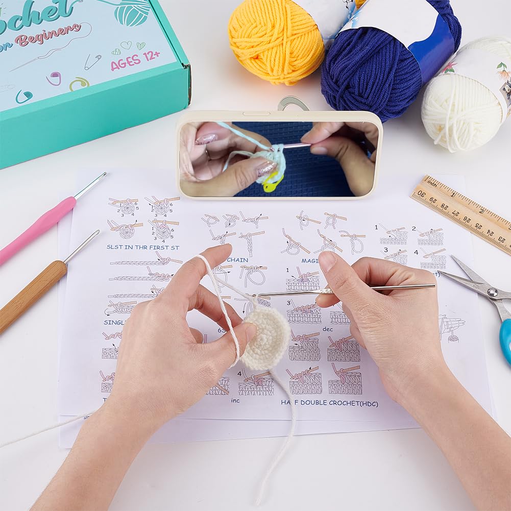 FREEBLOSS Häkelset Für Anfänger Häkeltaschen Starterset Granny Square Häkel Einkaufstaschenset Sonnen Häkeltasche Strickset Mit Schritt Für Schritt Videoanleitungen Bastelprojekte Für Erwachsene