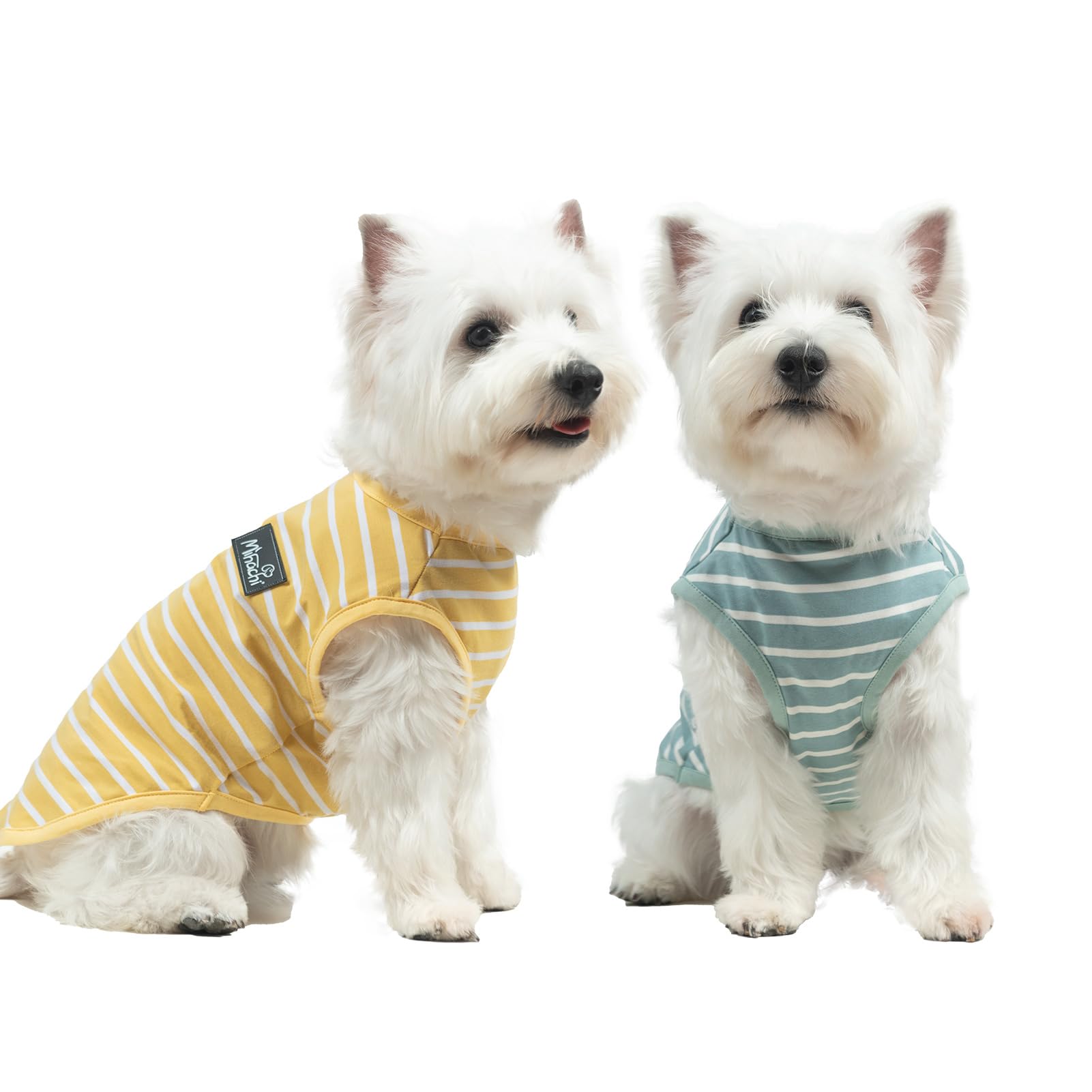 MIHACHI Dog Shirts Cotton Striped T-Shirt, Summer Pet Clothes for Small Dogs, 2-Pack Soft Puppy Apparel Cat Tee, Sleeveless Lightweight, Quick Dry,