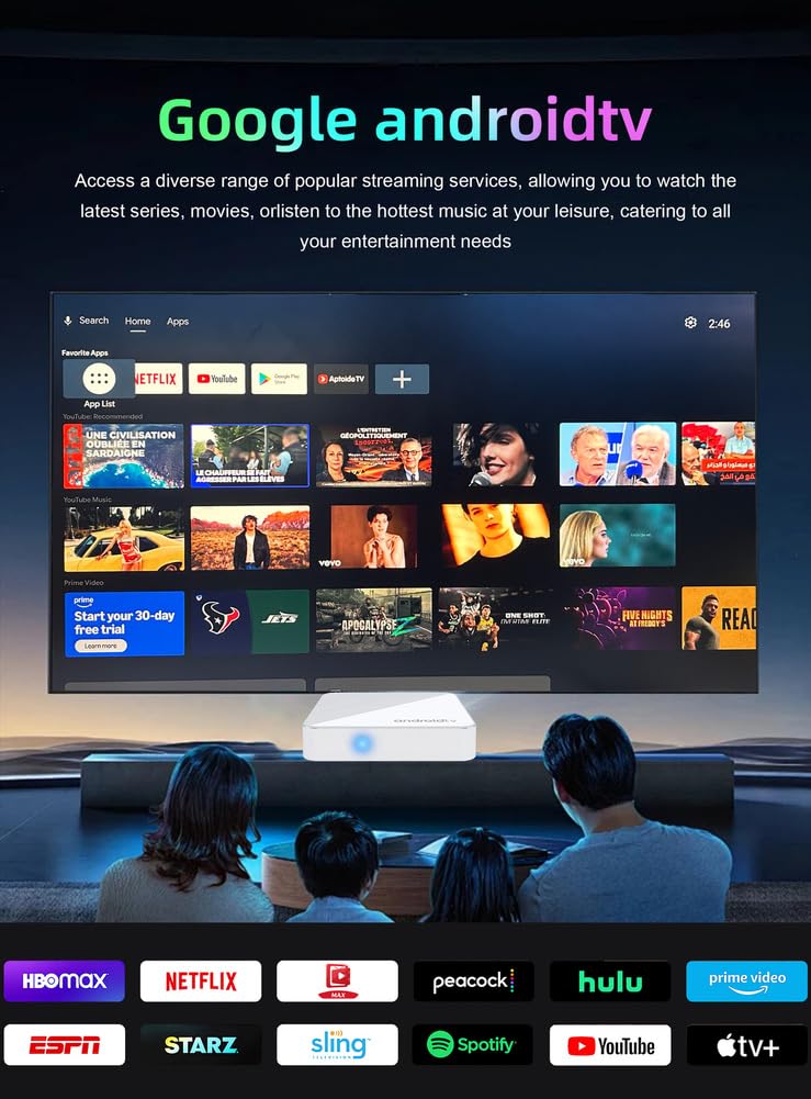 Décodeur TV Android 14.0, Mortal T1xtvbox Allwinner H313 Quad Core 64 Bits, Compatible HD 4K/ 3D/ H.265, Ethernet 2.4/5G, Double Wi-FI 10/100M, Bluetooth 5.0