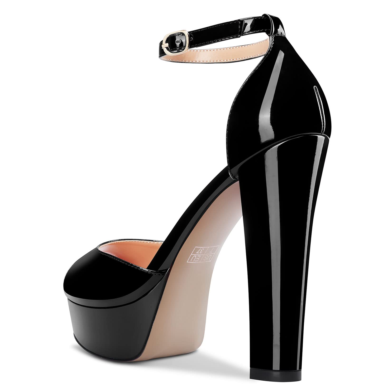 Castamere Mujer Chunky Ancho Alto High Heel Plataforma Abierta Punta Sandalias Correa Tobillo Two-Piece de Boda 13 CM Heels Pumps