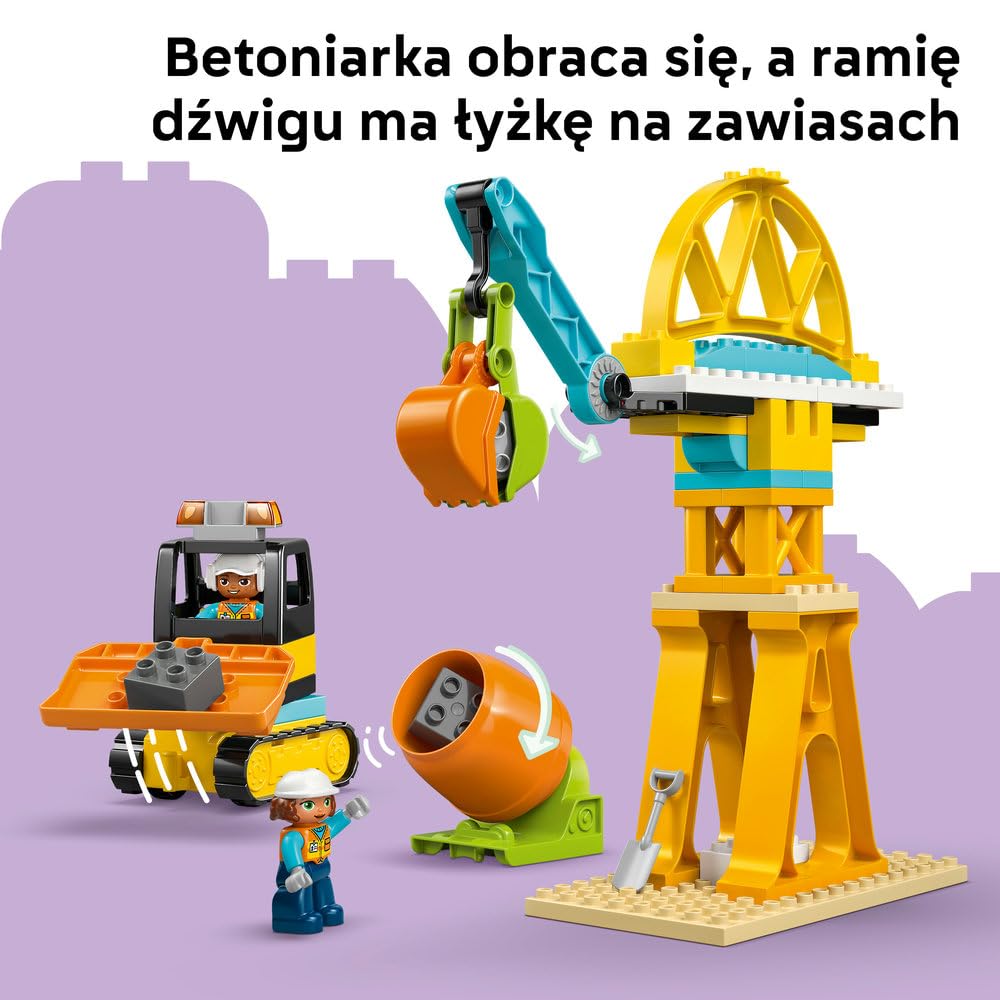 LEGO DUPLO Plac budowy z pojazdami 3 w 1 10476 | plac budowy, klocki dla 3-latka, prezent dla chłopca i dziewczynki 3+, pojazdy 3 w 1, 84 elementy