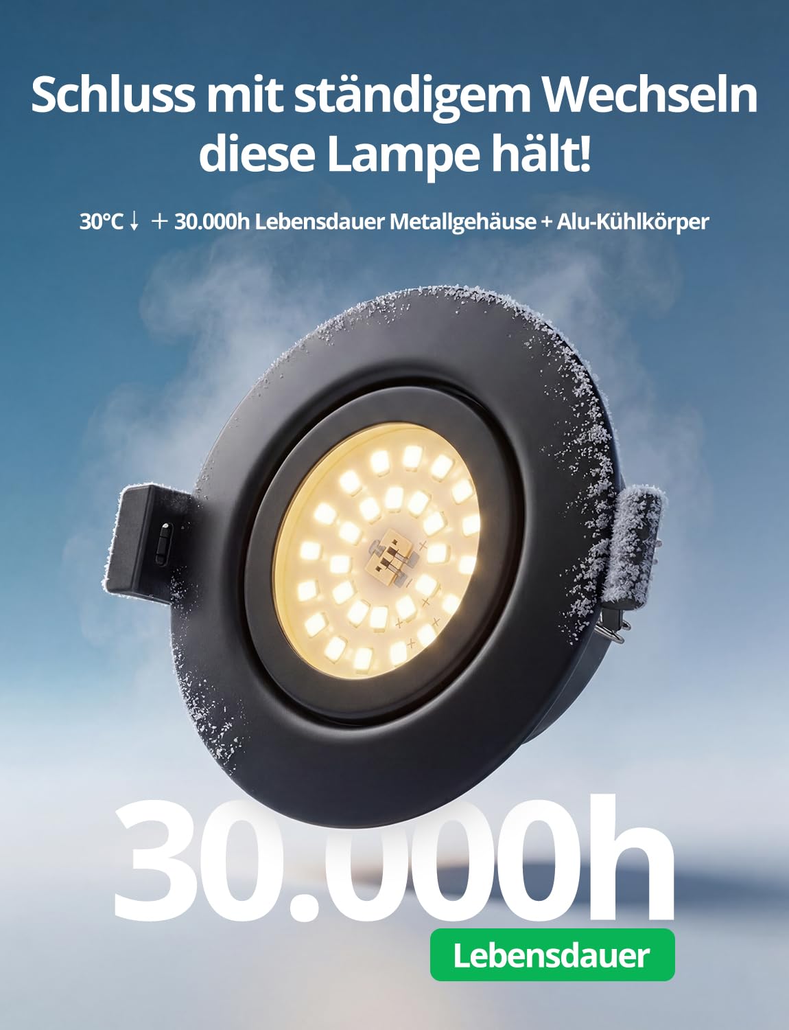 BOJIM Reflektor LED wpuszczany czarny, IP44, 4,7 W klasa energetyczna B, reflektory sufitowe 230 V otwór 68 mm - 80 mm, naturalna biel 4000 K, do łazienki, kuchni, salonu, sypialni, zestaw 10 sztuk