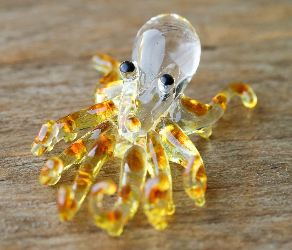 Redchocol8 Yellow Redchocol8® Handmade Tiny Glass Octopus Gloss Miniature Little Garden Decor Ornament Colletable Gift Terrarium Decor