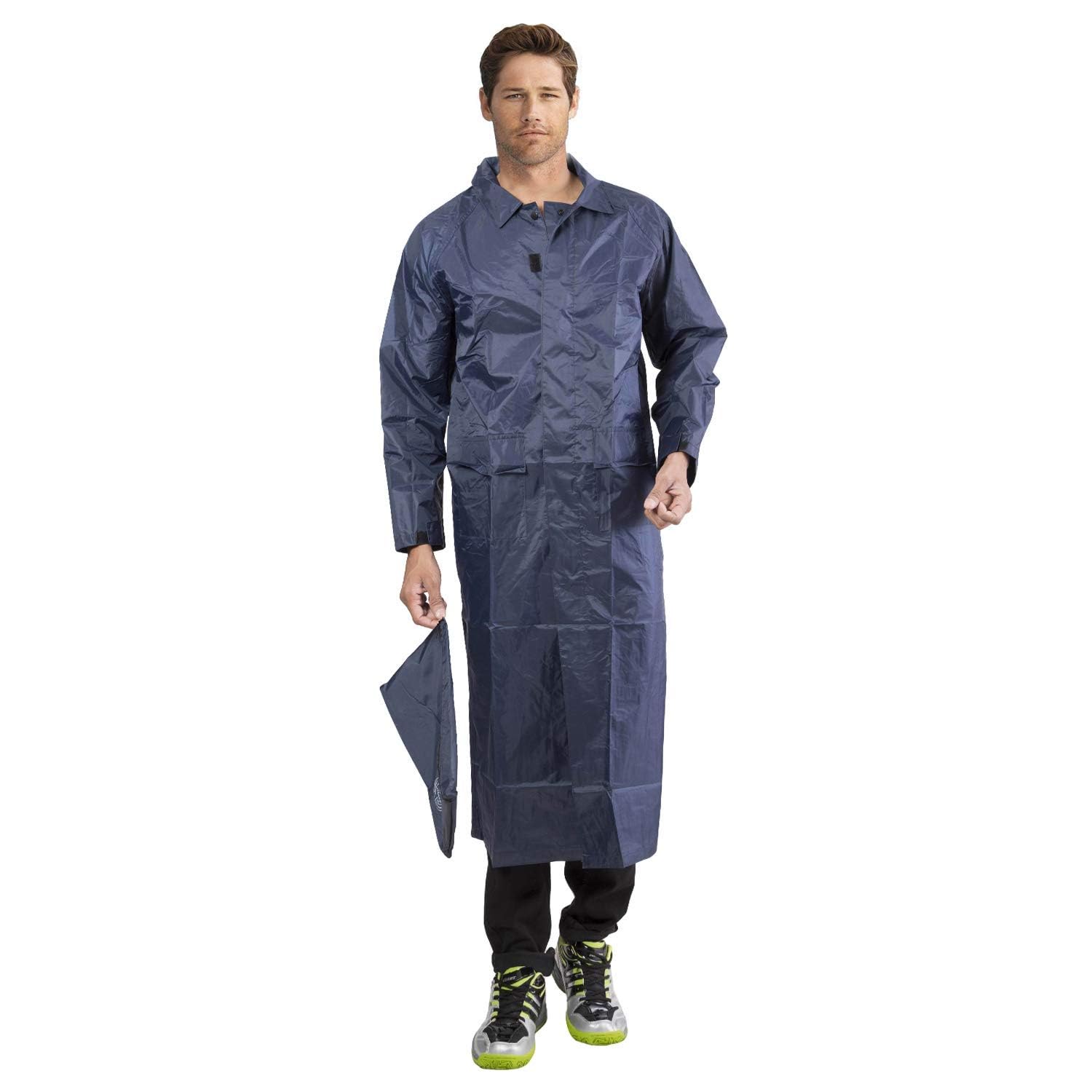cool dealzz Soft PVS Men's Waterproof Hood Long Over Full Length Rain Coat with Carry Bag-picture-25