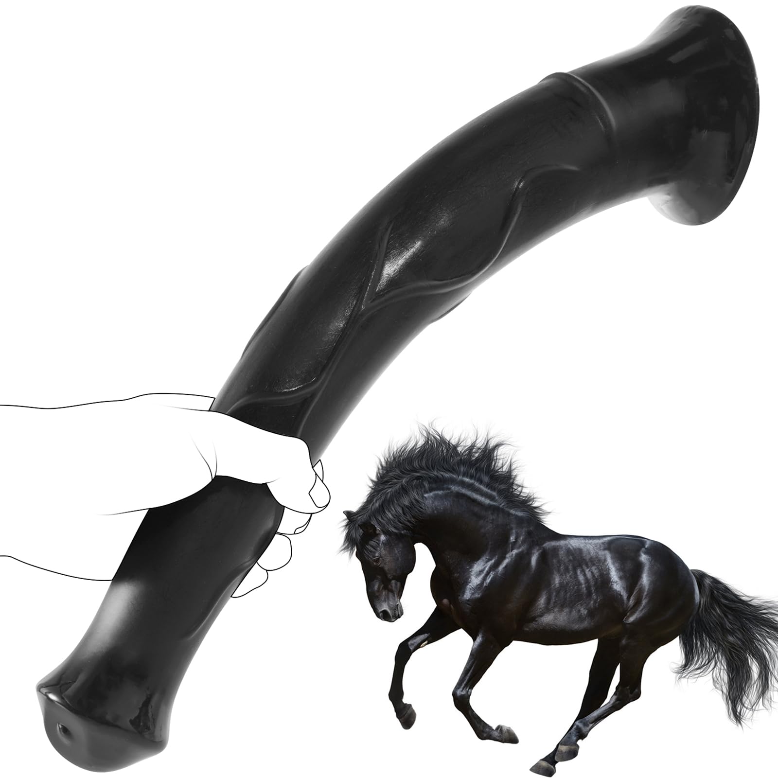 Consolador realista de caballo, súper largo de 15.75 pulgadas, enormes y gruesos, juguete sexual para punto G con bolsa de succión, juguete para adultos para mujeres y hombres, masturbación homosexual
