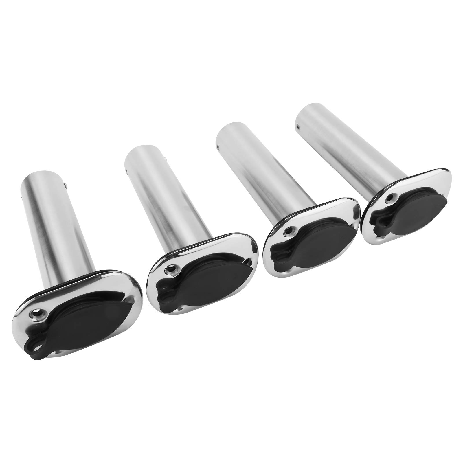 YaeMarine 4Pcs Stainless Steel Rod Holders with Rubber Cap, Liner, Gasket