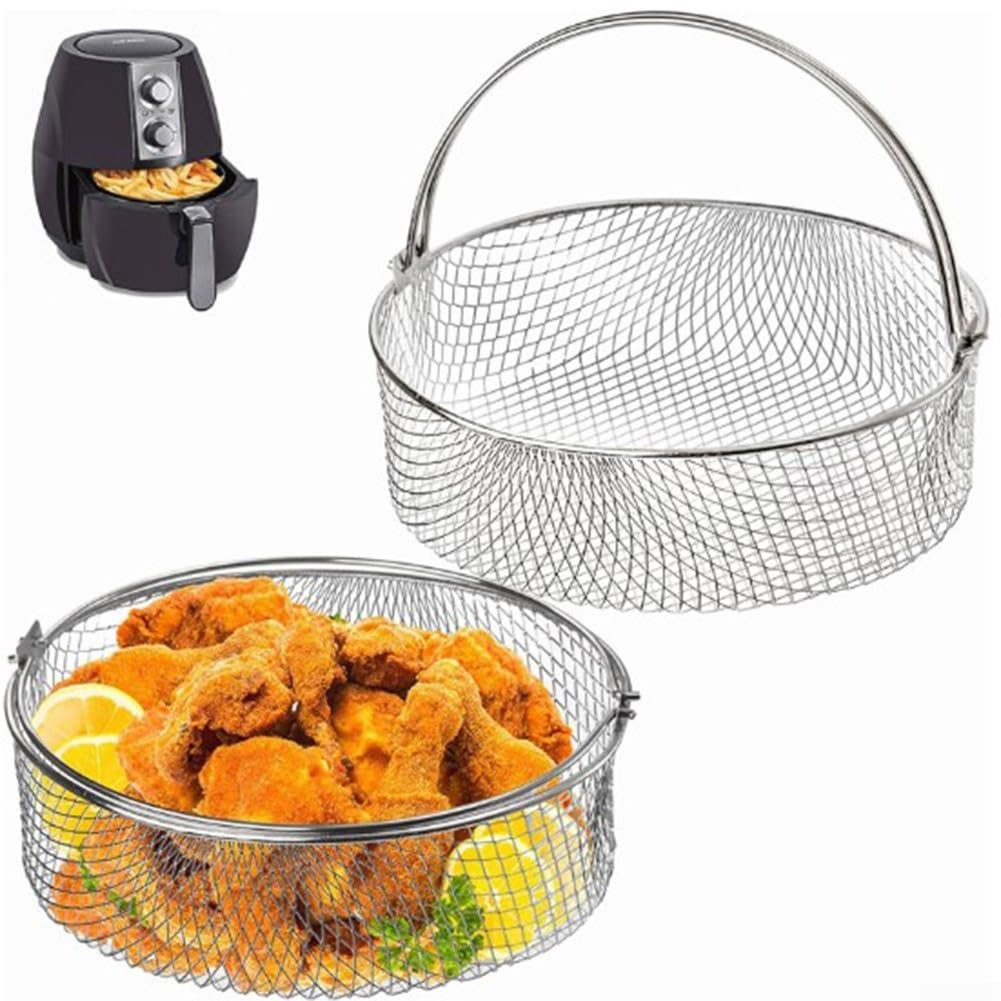 Scopri nuove ricette con i nostri cestini di ricambio per friggitrice ad aria, confezione da due accessori in rete per un facile utilizzo