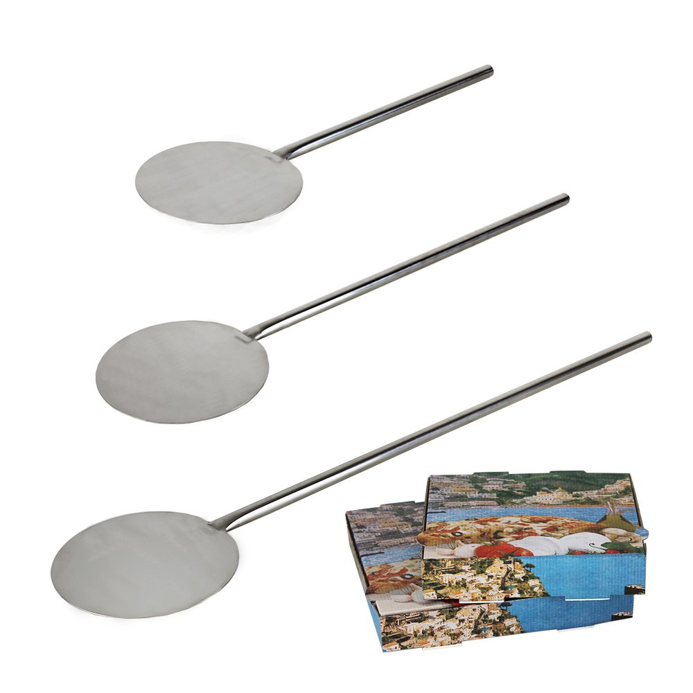 Beeketal Gastro Pizzaschaufel aus Edelstahl Ø 300 mm Schaufel Durchmesser, 100 cm Gesamtlänge, Gewicht: ca. 1140g, keine Scharfen Kanten