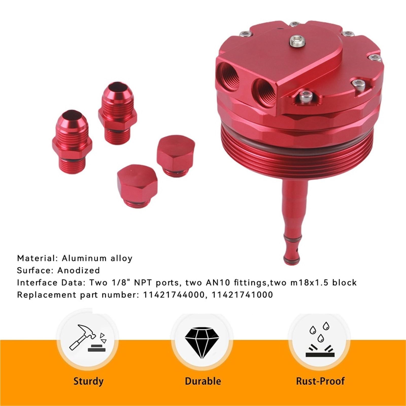 Radiador refrigeración del Motor Ajuste para BMW E46 E36 E39 E60 E61 323i 328i 325i 330i 525i 528i 530i M52 M54 Adaptador de Enfriador de Aceite de Motor(Red)