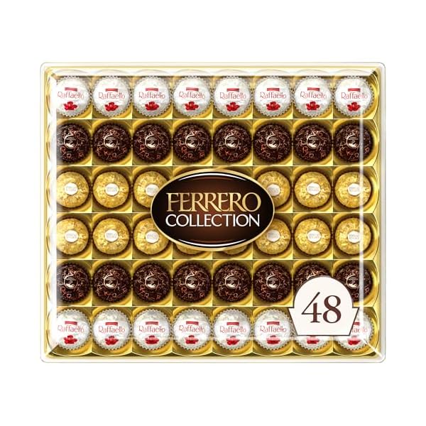 Ferrero Rocher, 48 Count, Premium Gourmet Assorted Hazelnut Milk Chocolate, Dark Chocolate and Coconut Chocolates, Chocolate Gift Box, 18.2 oz