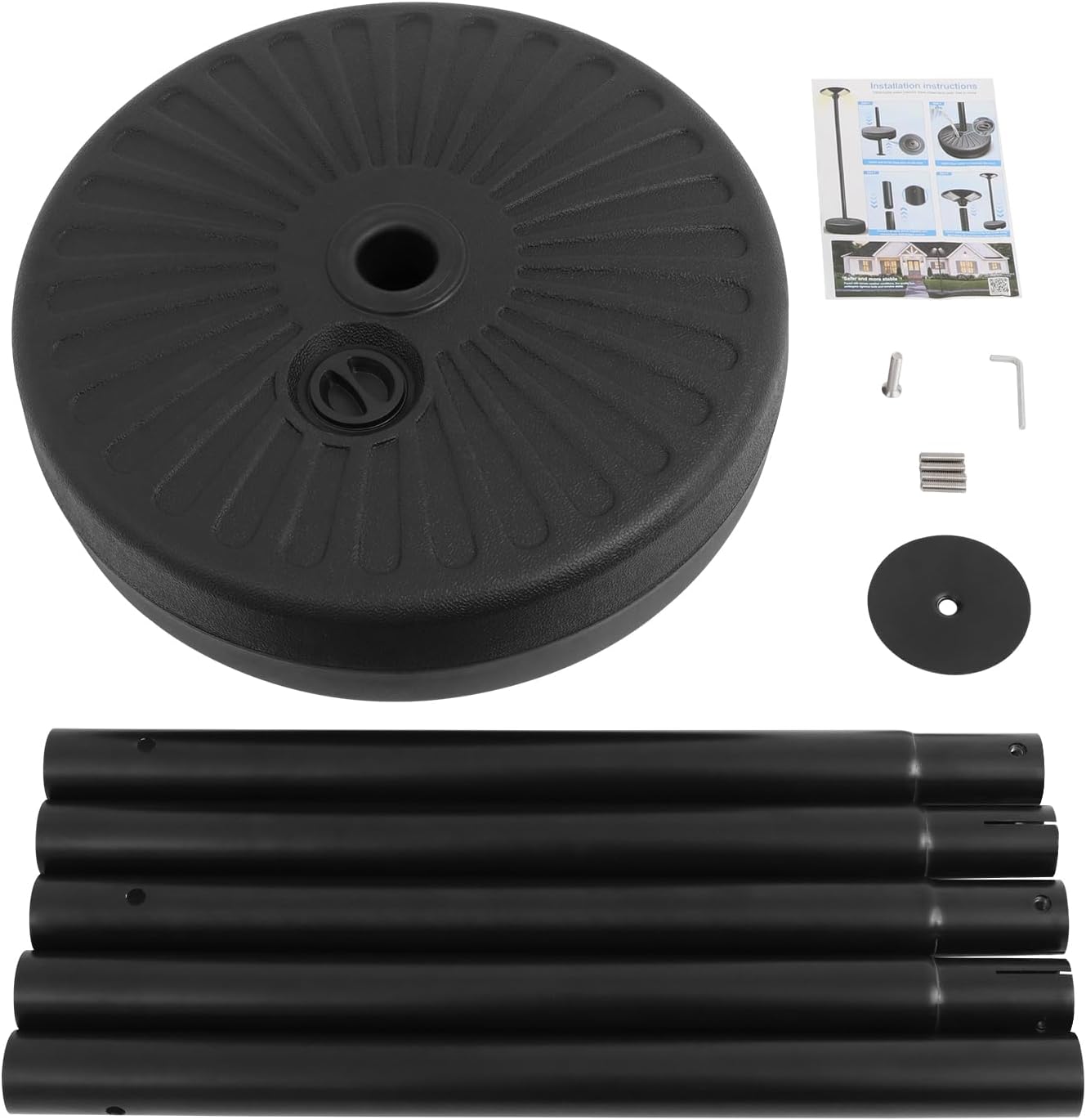 Portable Detachable Street Light Pole 8.5 ft Split Type Lamp Post with Base for Outdoor Parking Lot Garden