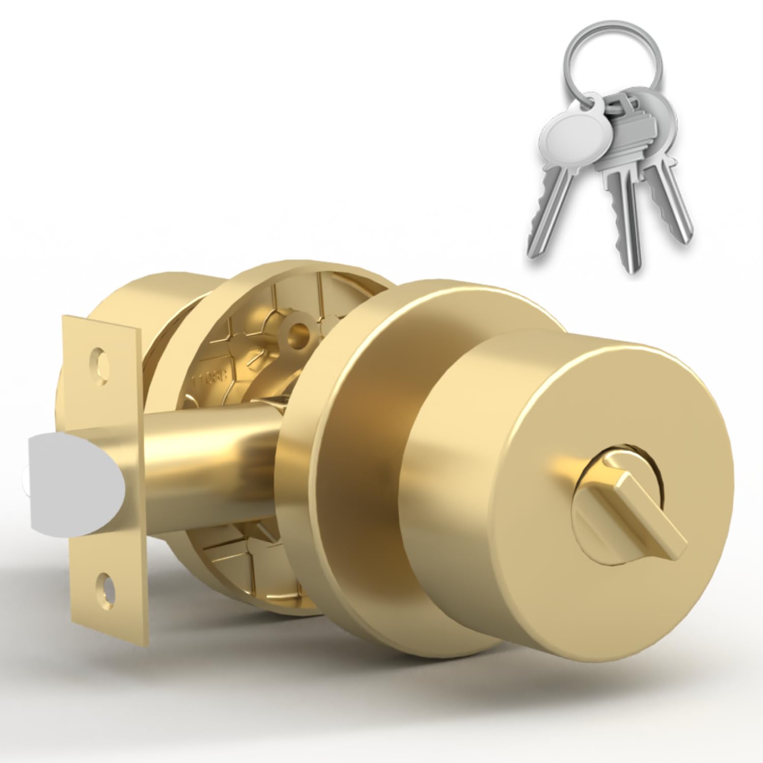 Mega Handles Buena Entry Door Knobs - 1 Pack Reversible Gold Door Knob, Heavy Duty Keyed Entry Door Knob with Lock for Entrance & Bedroom, Fits All