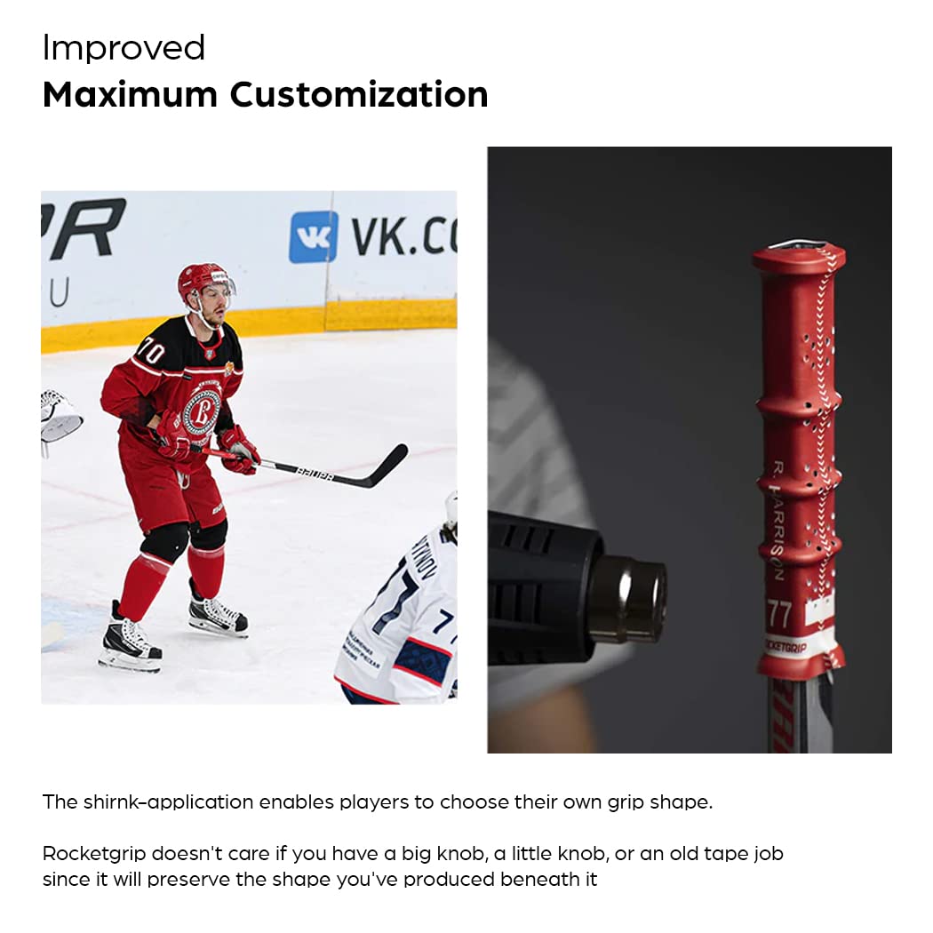 ROCKETGRIP – Impugnatura sportiva per bastone da hockey su ghiaccio – Manopole da hockey in tessuto colorato – Accessori da hockey per adulti e bambini