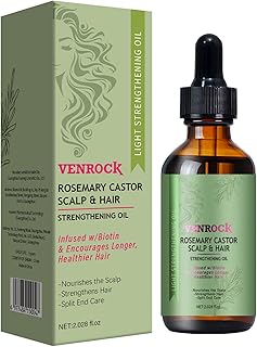 Venrock Rosemary Castor Hair Oil - Biotin Infused Scalp & Hair Strengthening Oil for Nourishing Scalp, Repairing Split Ends & Encouraging Longer, Healthier Hair | Lightweight Daily Hair Care