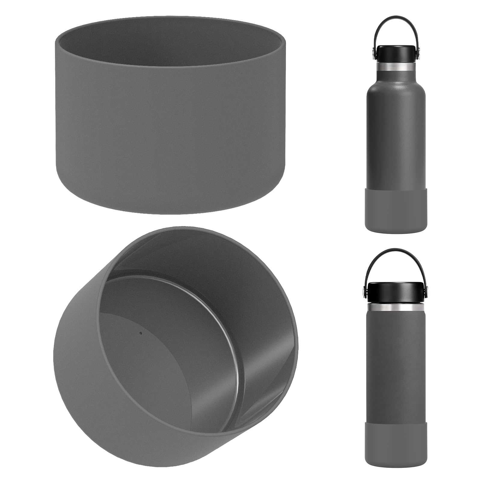 LinkideaWater Bottle Boot Compatible with Hydro Flask Wide Mouth/Standard Mouth 12oz/14oz/16oz/18oz/20oz/21oz/24oz, Silicone Bottle Bottom Sleeve Cover Protector, Bottle Bumper (Stone / 2 Pack)