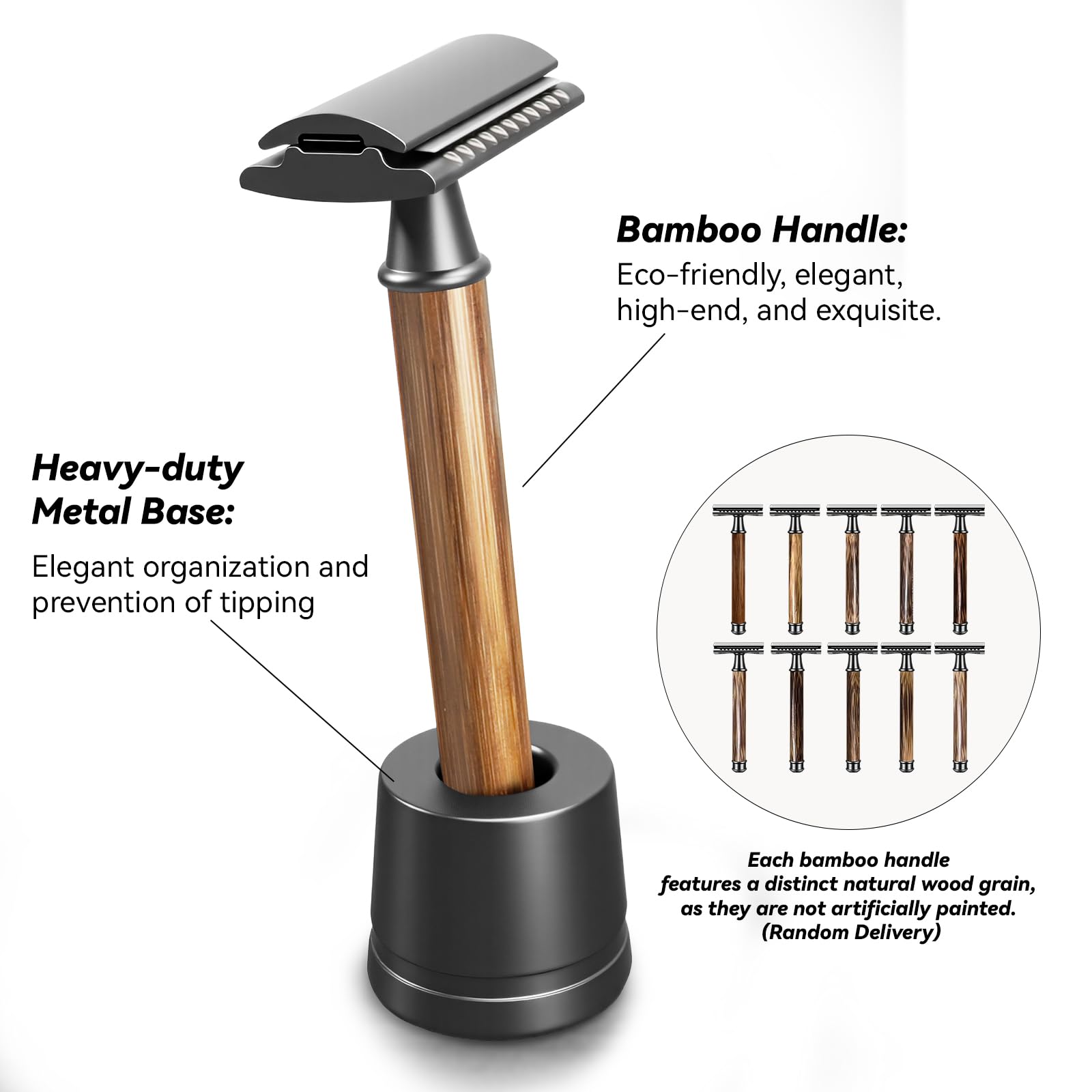 Maquinilla de afeitar de seguridad de doble filo: maquinilla de afeitar ecológica de una sola hoja para hombres y mujeres, maquinilla de afeitar de metal para un afeitado diario suave, incluye
