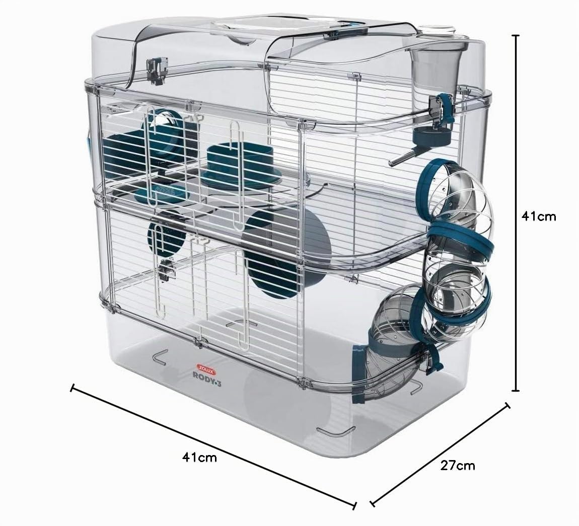 Zolux Cage pour Hamster, Souris, Gerbille ''RODY 3'' Duo, Bleu
