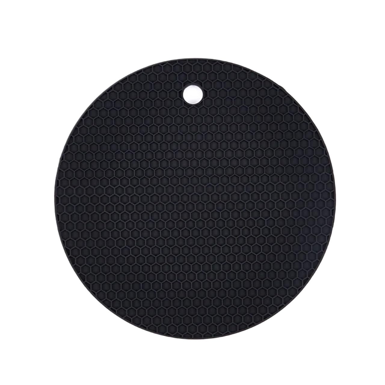 silicone trivet Table Mat, Silicone Trivet Heat Insulation Mat For Dining Table Kitchen Multicolor Multiple Sizes(Black,S-18CM)