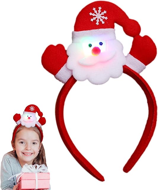Eastuy LED Christmas Headband - Reusable Adorable Christmas Headbands for Girls Present - Lovable Headbands for New Year's Eve Party Halloween Masquerade