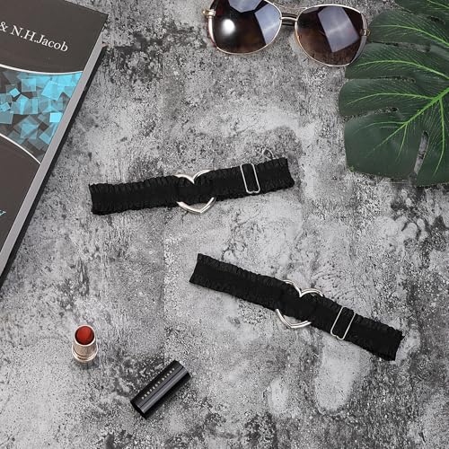 2Pcs Adjustable Heart Lace Thigh Garter for Wedding Bride, Elastic Leg Garters Belt for Women Parties3