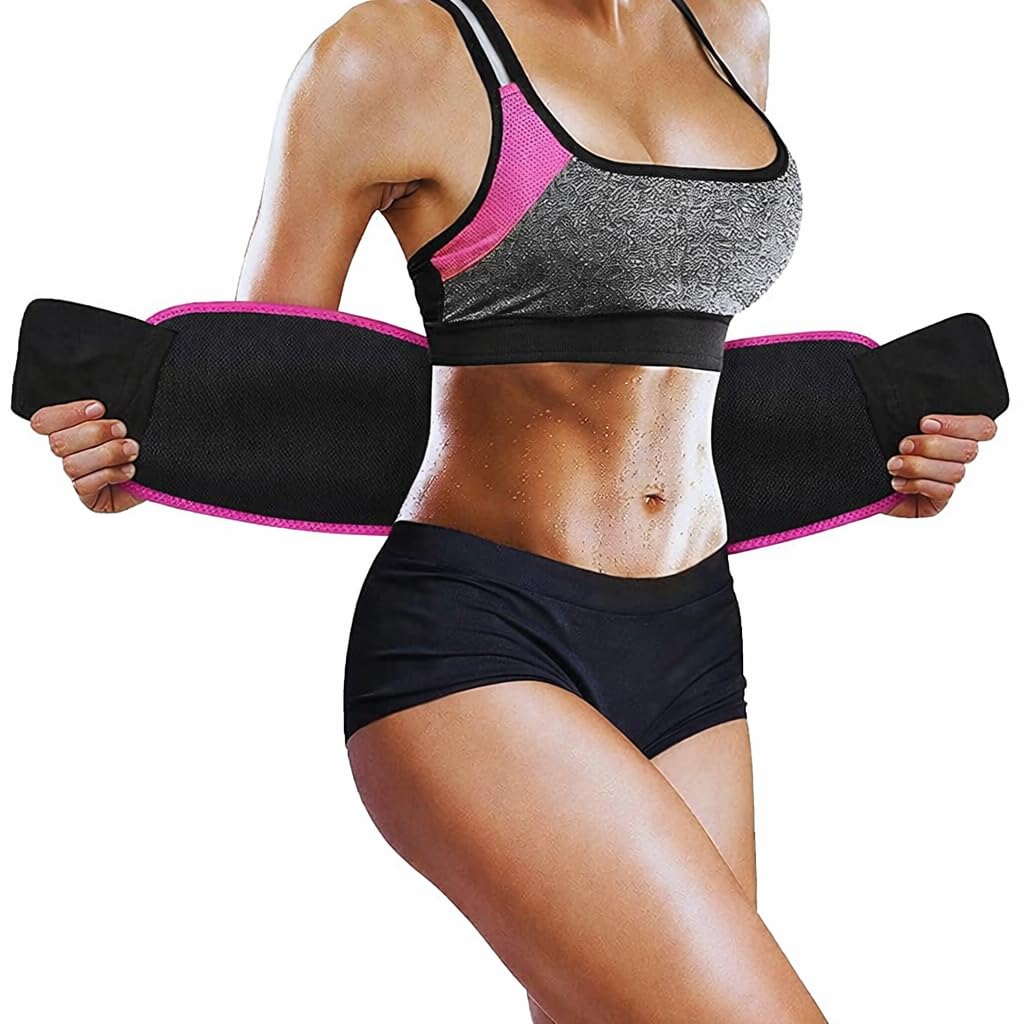 Waist Trainer Belt for Women | Tummy Trimmer Slimming Sweat Belt | Adjustable Waist Support for Weight Loss, Gym, Workout, Postpartum Belly Fat Reduction Pink-image-30