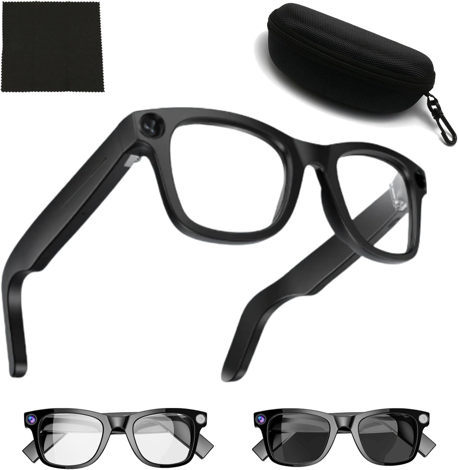 CyanVue AI Smart Glasses – 8MP Camera Glasses with Music & Call Features, Smart Glasses with Records Photos, Videos (Style 1)