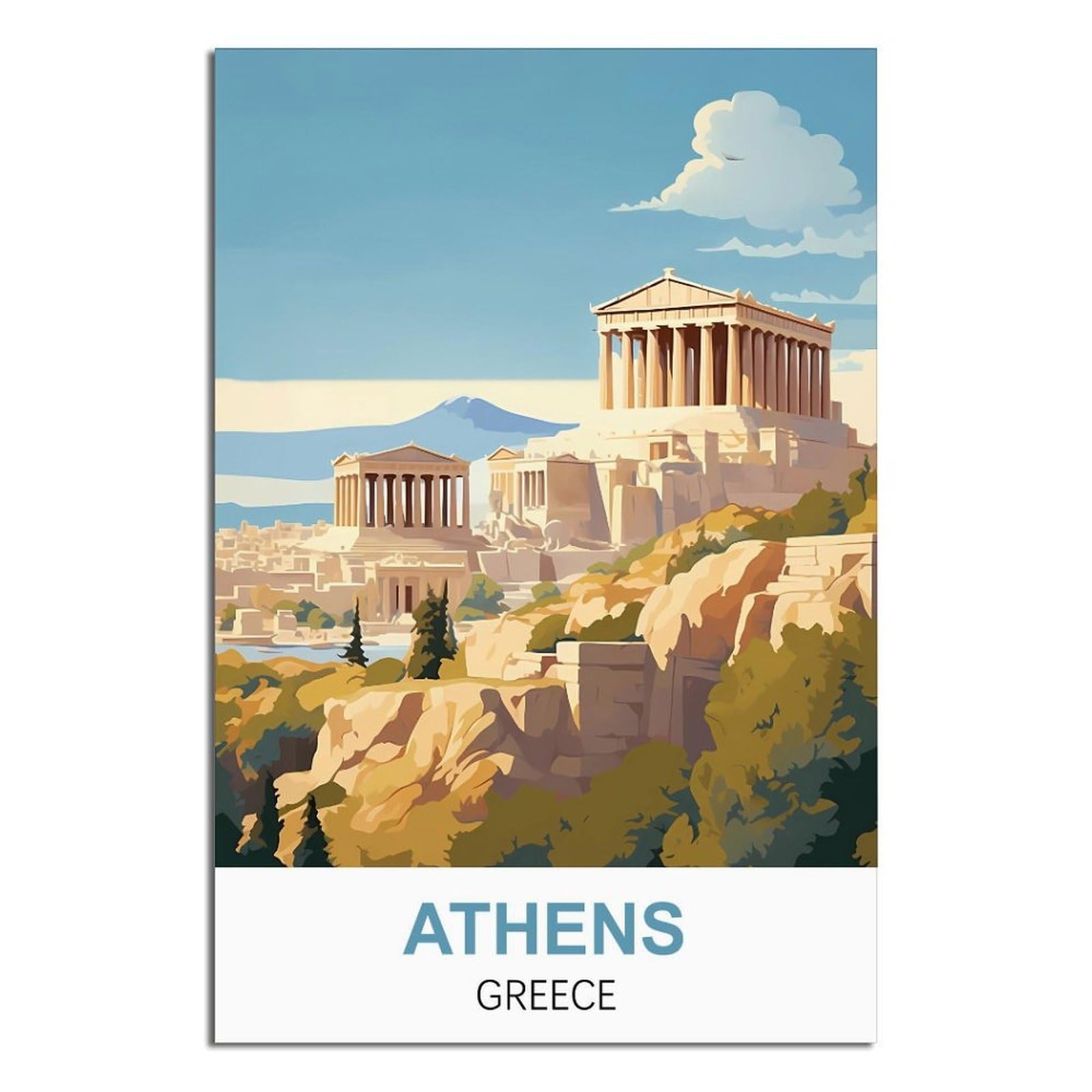 EZMLFA 5D Diamond Art Kits for Beginner，Athens Greece,Beginners,DIY Full Round Drill Diamond Dot Gem Art Kits for Adults,Crafts for Decor 50x60cm