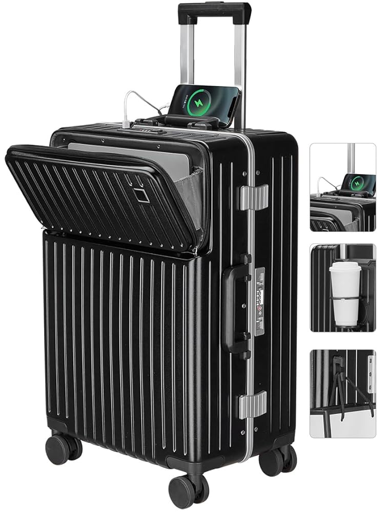 [JOORTI] スーツケース 前開きポケット 充電機能 tsaロック付き Amazon | [JOORTI] スーツケース キャリーケース フロント