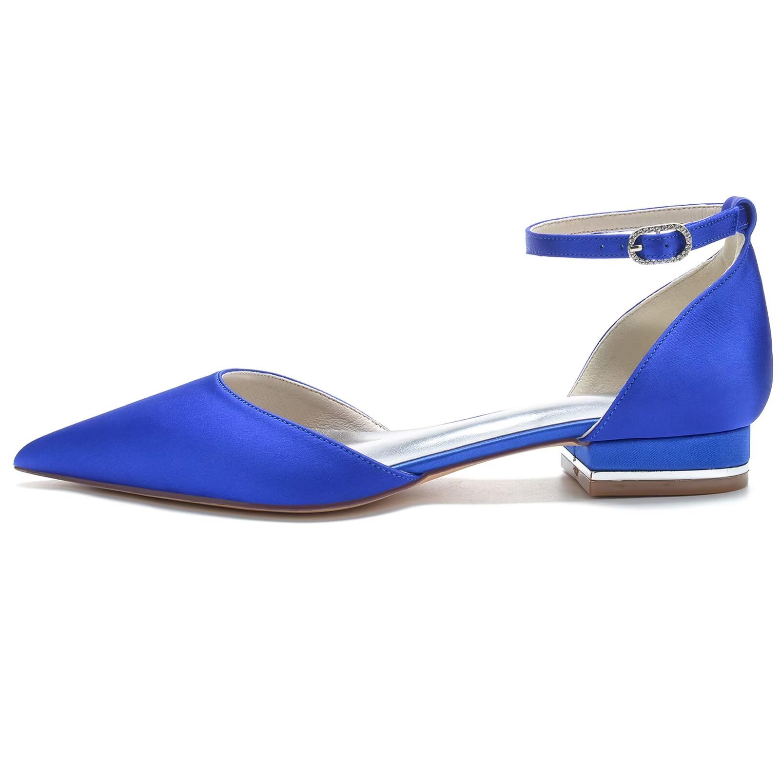 Scarpe da Sposa Basse con Tacco Basso, Punta a Punta, Cinturino alla Caviglia, comode, Casual, Formali, Ufficio Scarpe da Cerimonia,Sera
