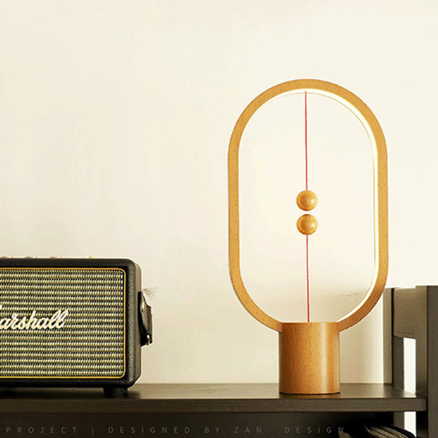 Modern LED Tischlampe mit Magnetischer Mid-Air-Schalter, Nachttisch Tischleuchte Magnetische Schwebende Balance-Lampe LED-Nachtlicht Deko Schreibtischlampe aus Holz für Arbeitszimmer Schlafzimmer Büro