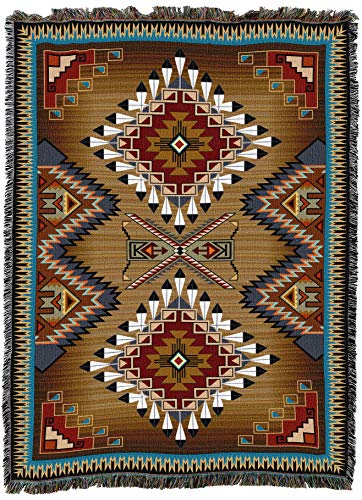 Brazos - XLarge -Southwest Native American Inspired Tribal Camp - Cotton Woven Blanket Throw - Made in The USA (90x60)