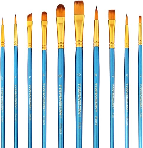 Miniatura 8 de Transon Juego de 20 pinceles de pintura de artista a granel para acuarela acrílica, gouache, pasatiempo, manualidades, pintura facial