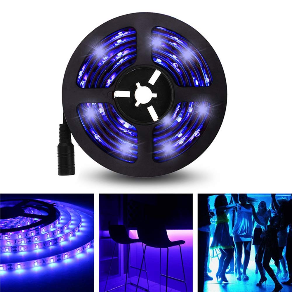 ERCZYO 5M 3528SMD Non-Waterproof UV Purple LED Strip Light with DC Connector DC12V ERCZYO (Color : Color: Purple)