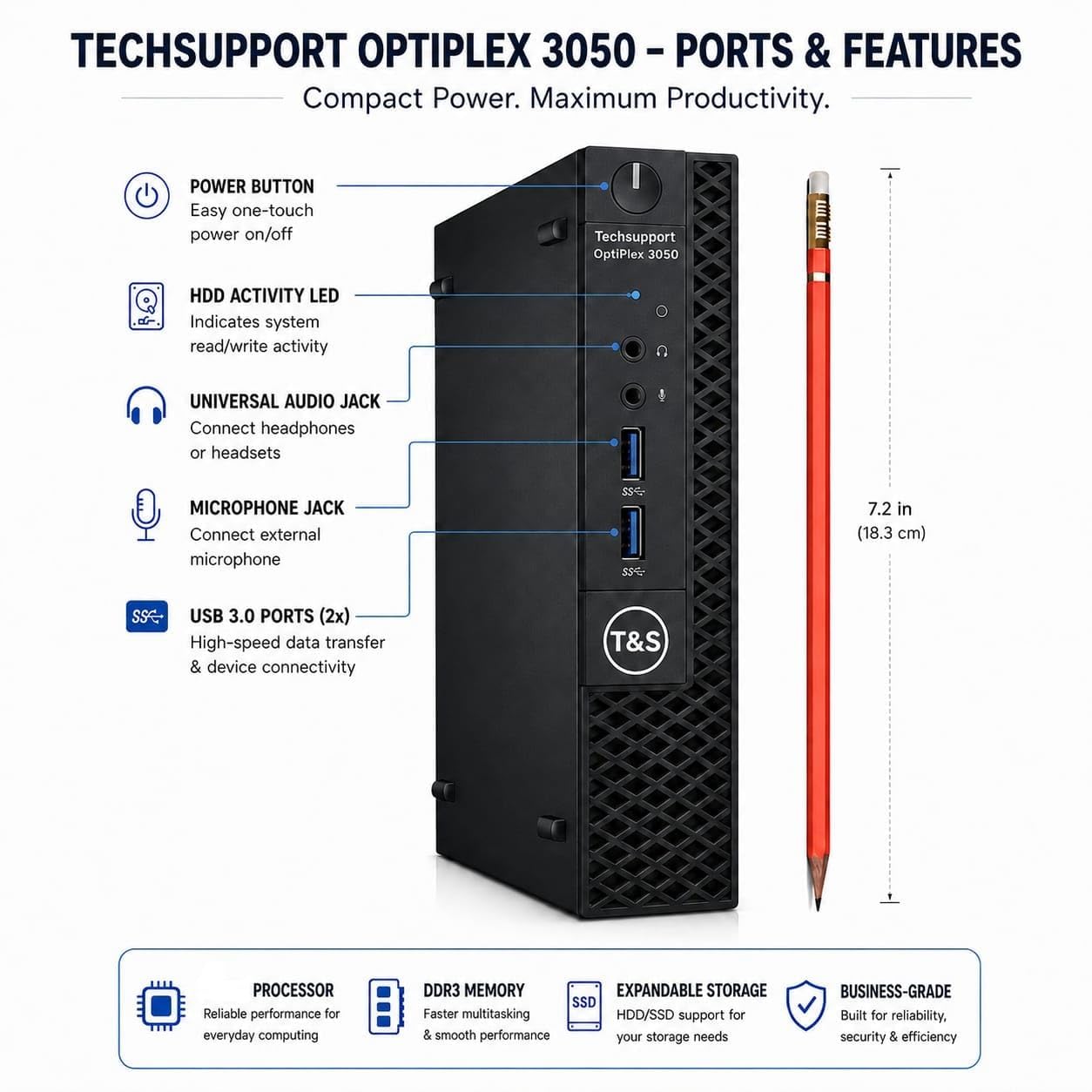 TECHSUPPORT Desktop Tiny Pc (Córe i7-7Th Gᥱn,16 Gb Ddr4 Ram, 512
